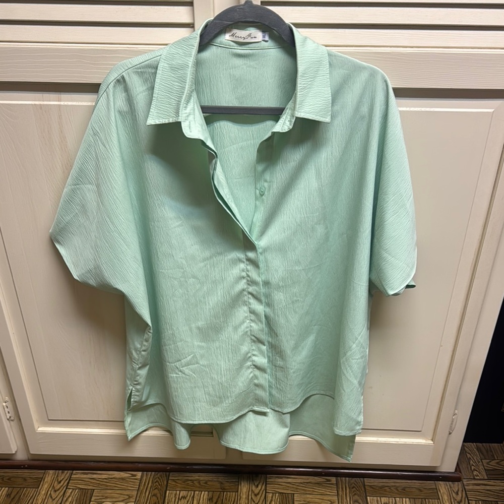 Mint Green Button-Up Shirt